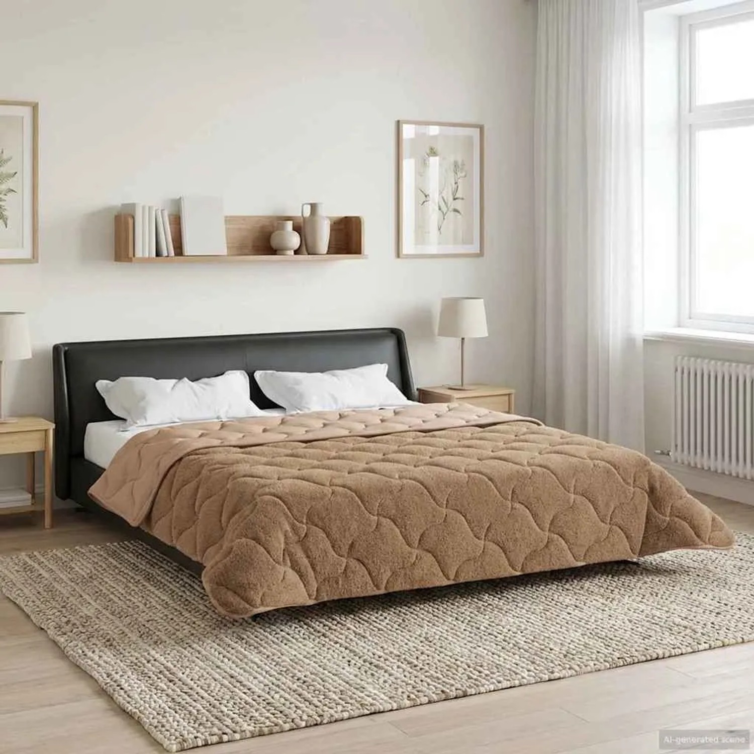 vidaXL Winterbettdecke Taupe 220 x 260 cm Mikrofaser und Teddy-Fleece 42026359_2
