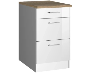 Held Möbel Küchenunterschrank Mailand 50 cm mit Auszügen Hochglanz Weiß/Weiß  kaufen bei OBI