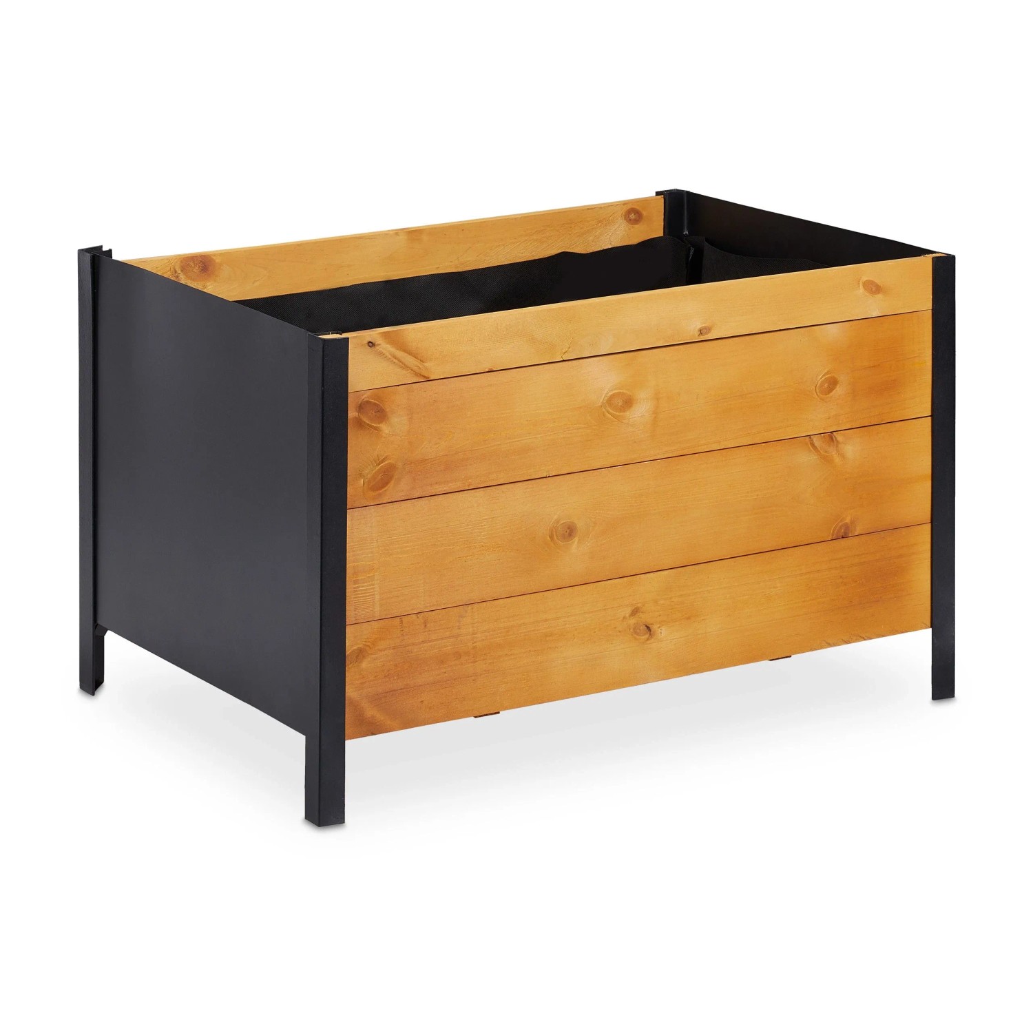 Relaxdays Hochbeet Holz Natur Mit Vlies 48 cm x 78 cm x 51 cm 12,4 kg