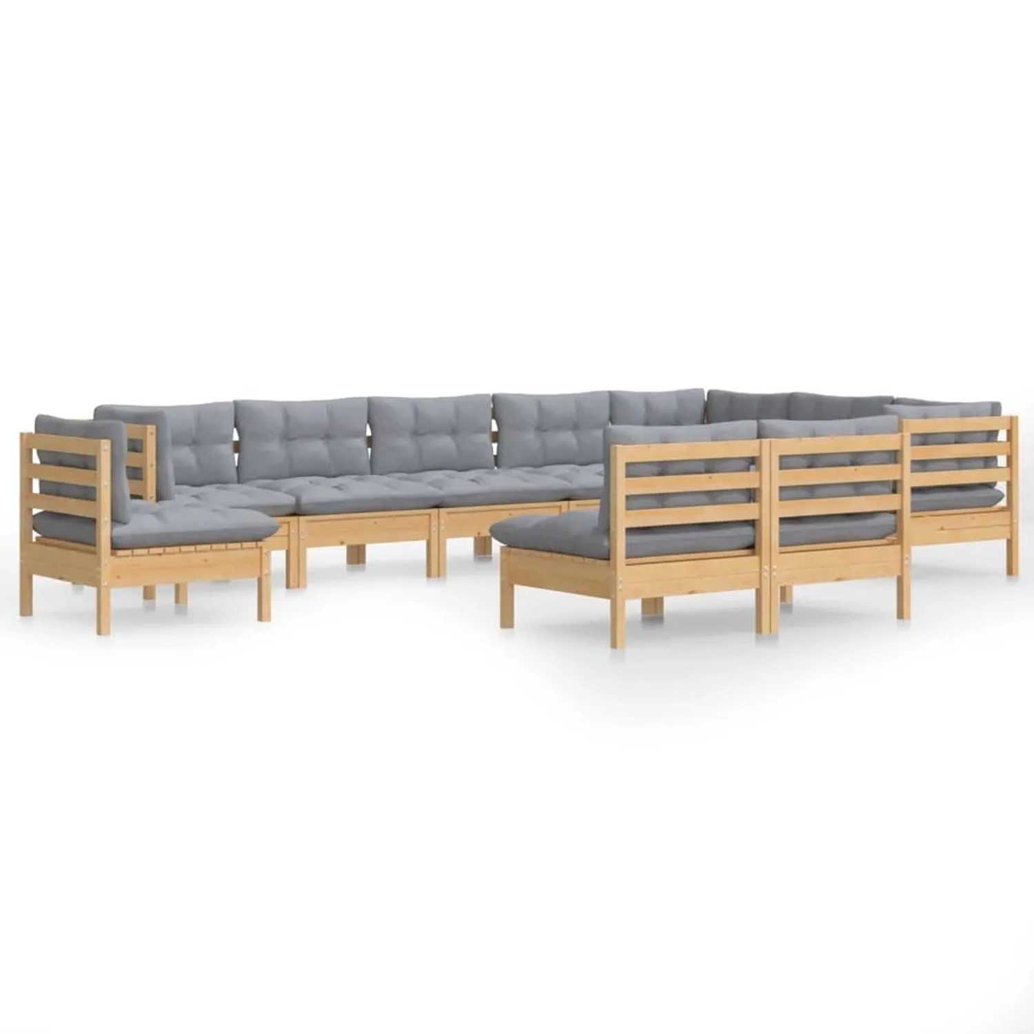 vidaXL 10-Tlg Garten-Lounge-Set mit Grauen Kissen Kiefer Massivholz 3096754 günstig online kaufen