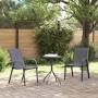 Graues 3-tlg. vidaXL Garten Bistro Set aus Stahl mit Tisch und zwei Stühlen.