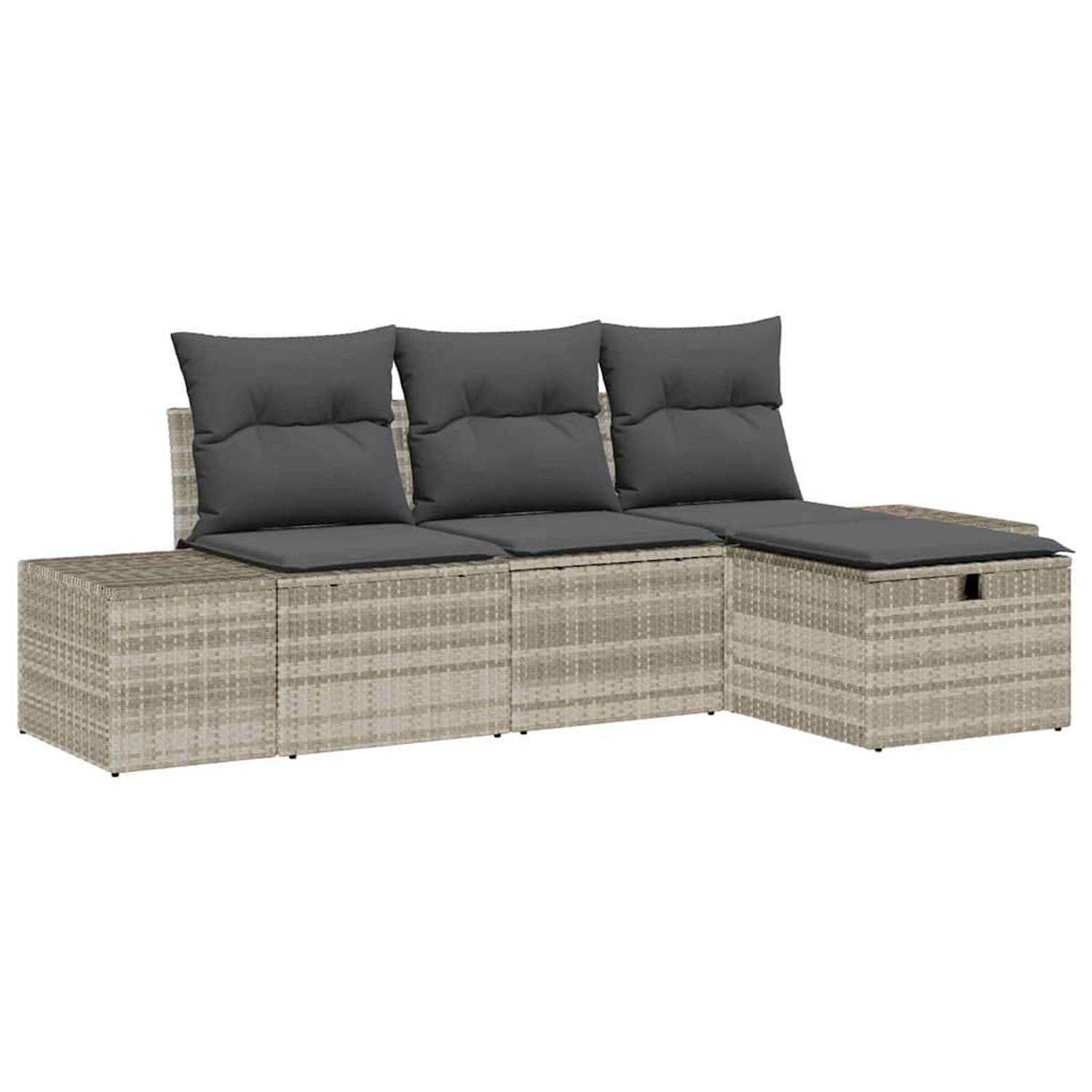 vidaXL Garten-Sofa-Set mit Kissen 4-Tlg Hellgrau Poly Rattan 3359351 günstig online kaufen
