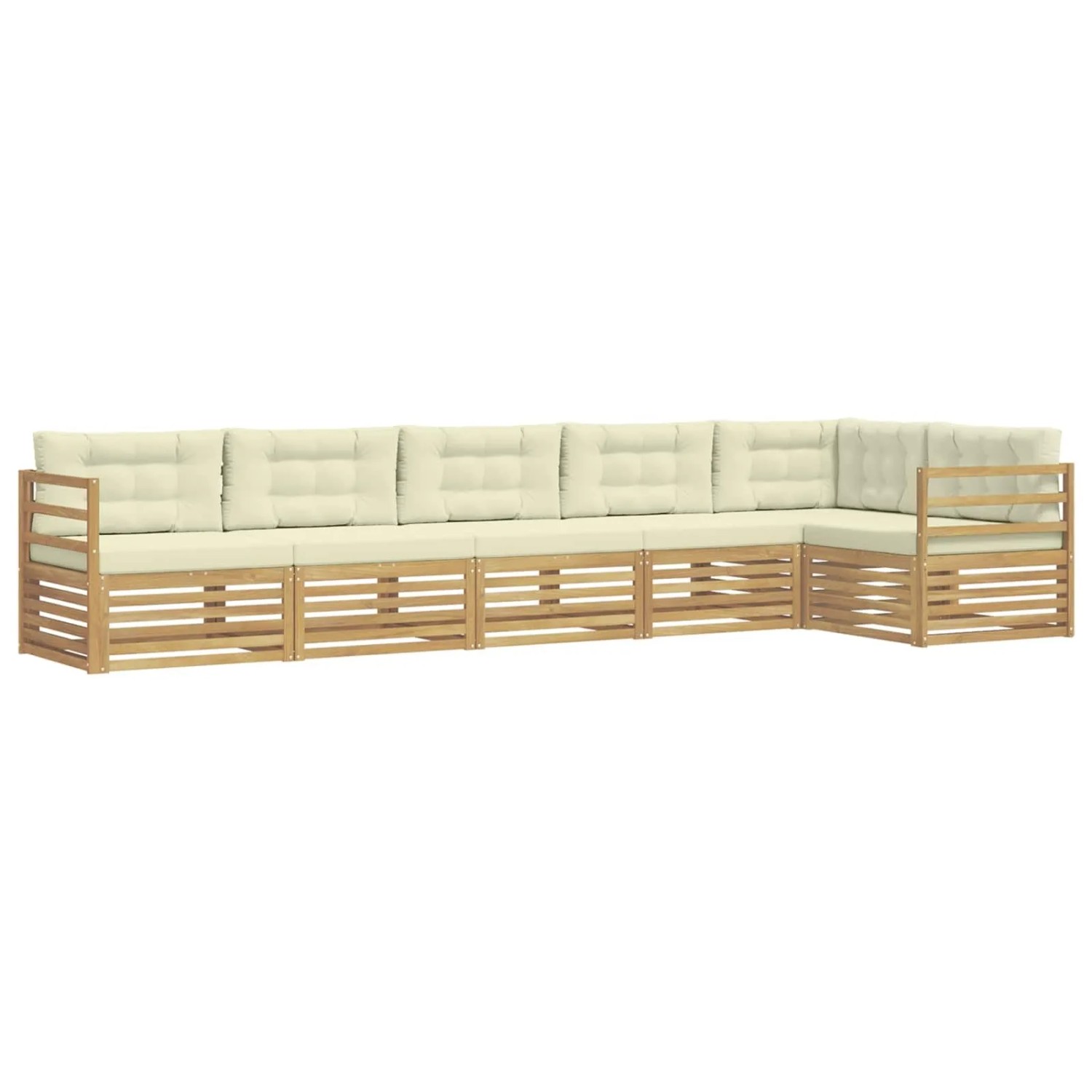 vidaXL Outdoor-Sofagarnitur 6 Stk Weiß und Creme 404 x 166,5 x 73 cm 3390545