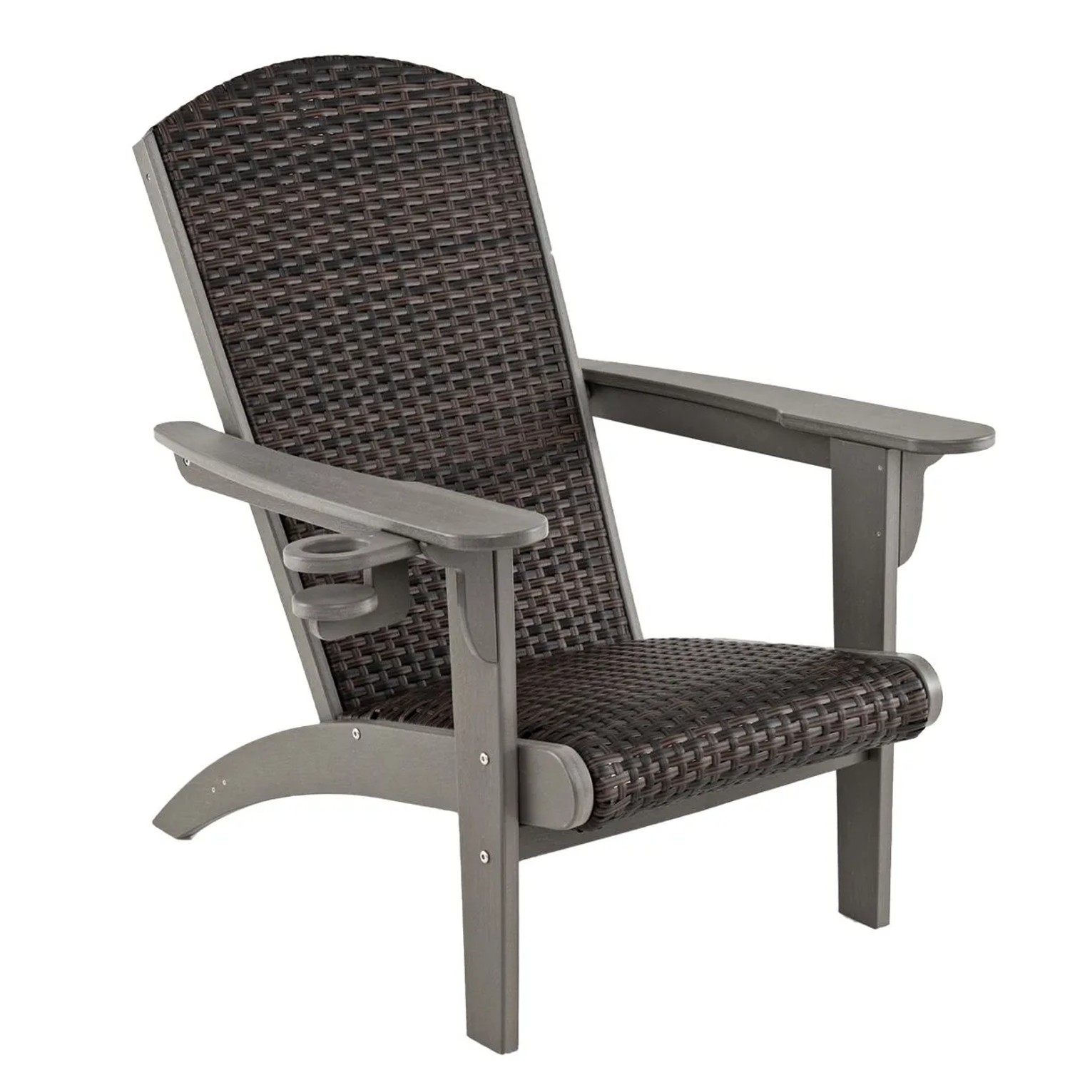 Costway Adirondack Stuhl mit Getränkehalter Adirondack Chair Grau