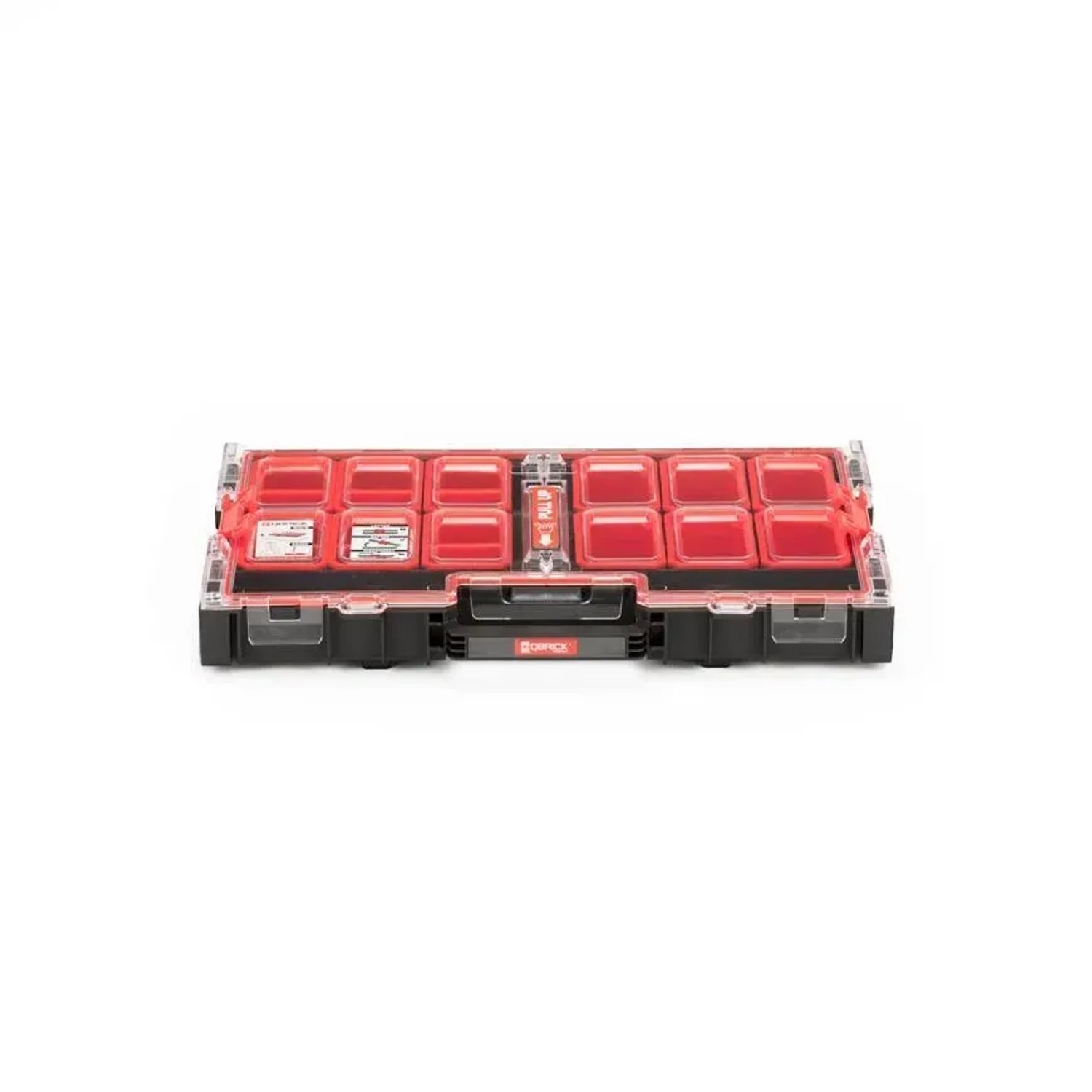 PROREGAL QBRICK Sortimentskasten One L, 12 Fächer, schwarz. Werkzeugkoffer für Ordnung und Transport.
