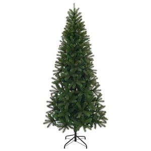 Grüner künstlicher Weihnachtsbaum, 180 cm hoch, aus PVC und PE, mit schwarzem Stand. Ideal für festliche Dekoration.