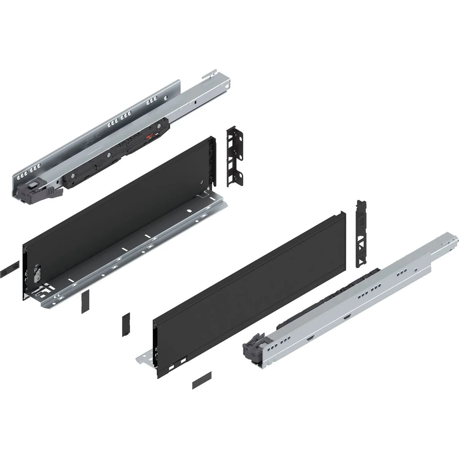 Blum Legrabox Pure Set Höhe K Tip-On Vollauszug 500 mm 70 kg Carbonschwarz 1 Paar