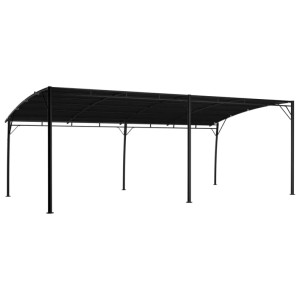 Anthrazitfarbener vidaXL Garten-Sonnenschutz 6x3x2,55 m aus pulverbeschichtetem Stahl und Polyester.