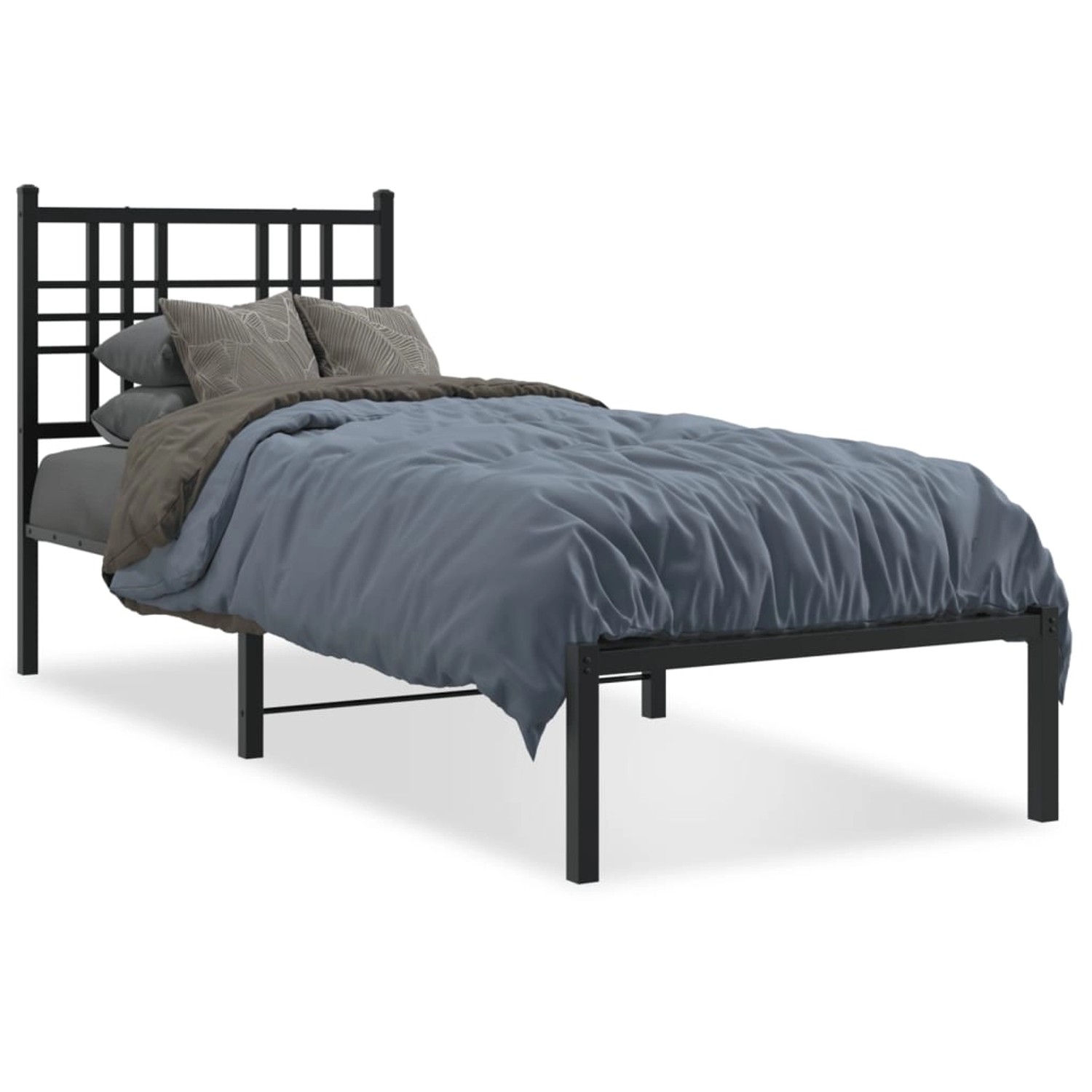 vidaXL Bettgestell mit Kopfteil Metall Schwarz 75x190 cm 376314 günstig online kaufen