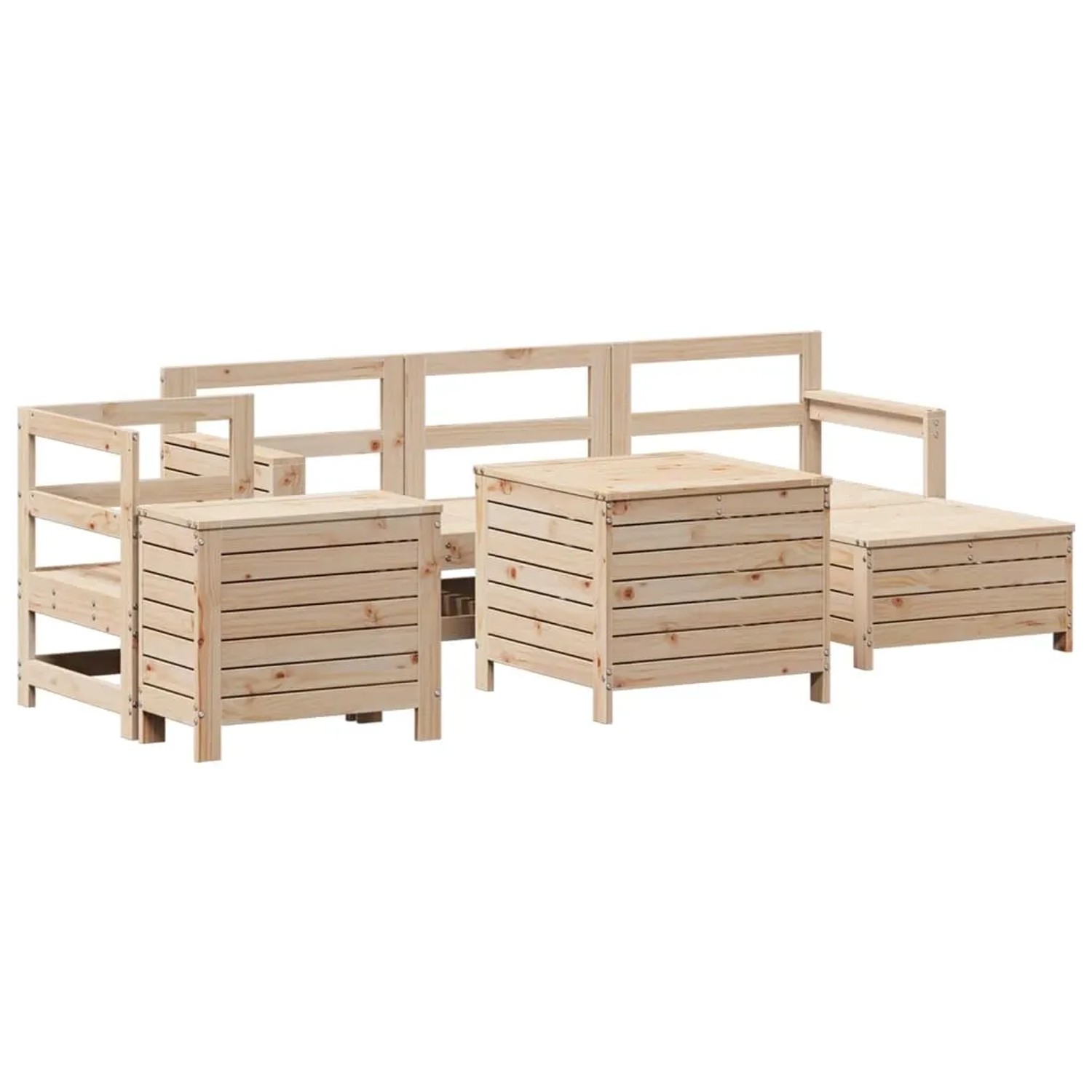 vidaXL 7-Tlg Garten-Sofagarnitur Massivholz Kiefer 3250516 günstig online kaufen