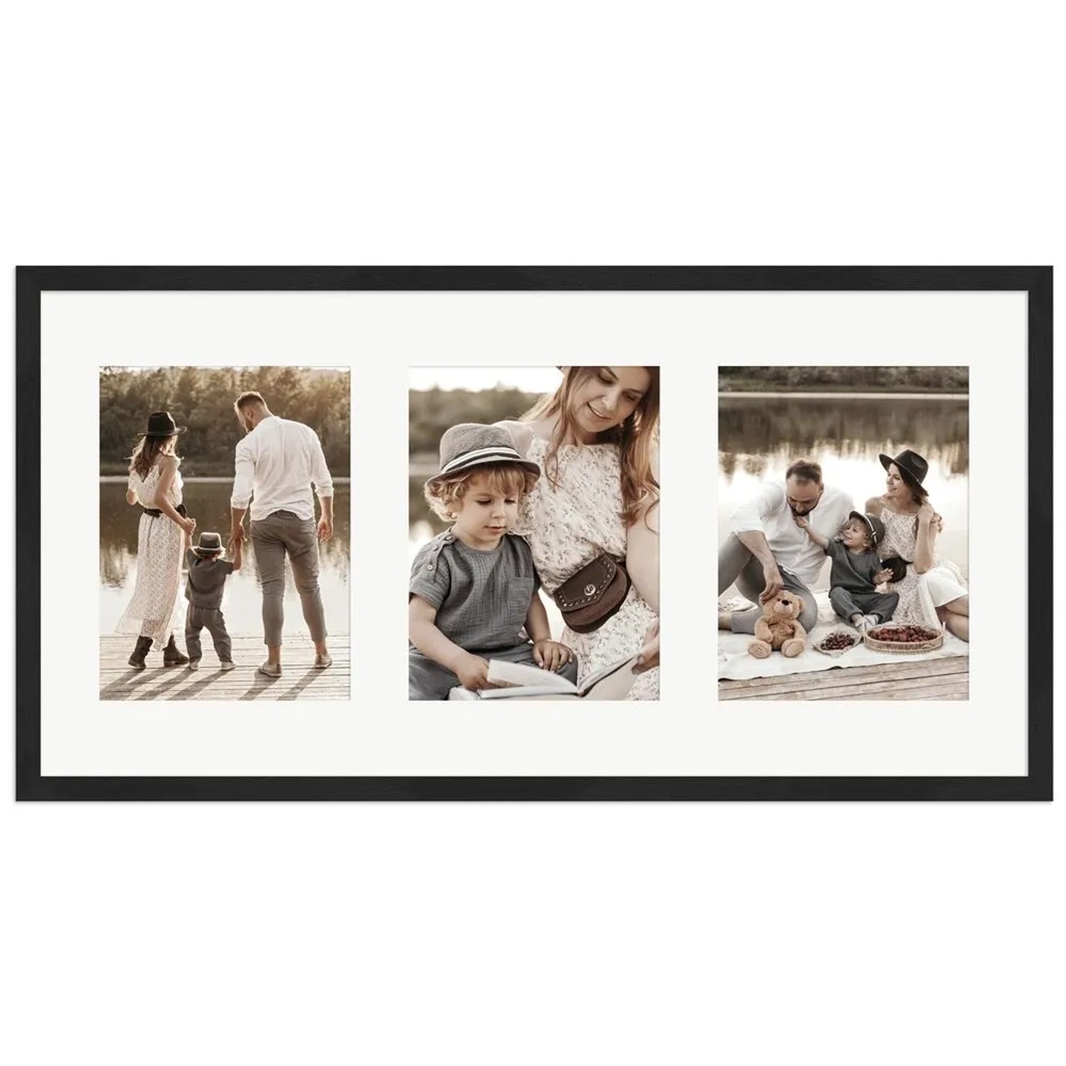 WANDStyle Galerierahmen G950 in Schwarz Gemasert 30 x 60 cm für 3 Bilder im Format 15 x 20 cm