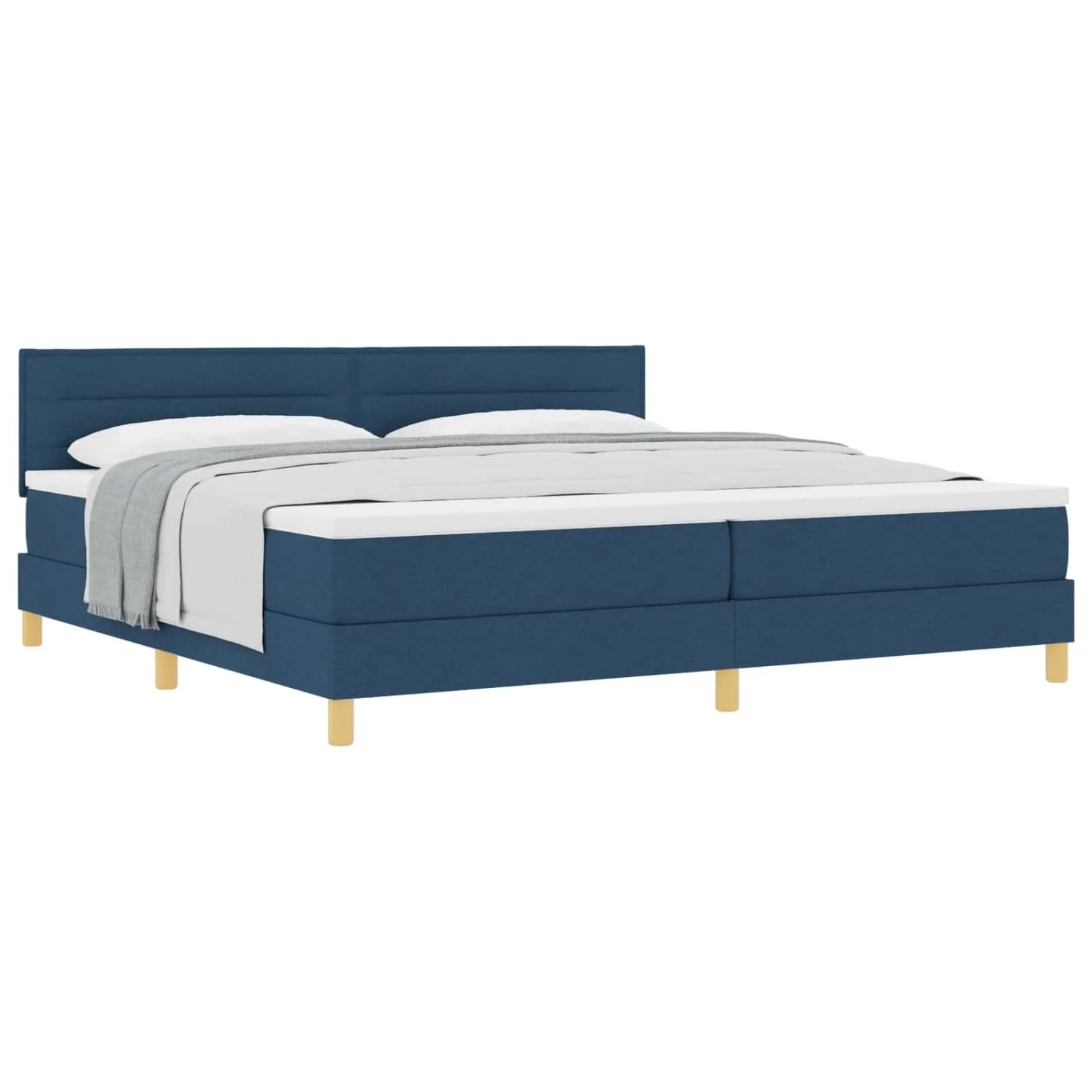 vidaXL Boxspringbett mit Matratze mit Kopfteil Blau 200 x 200 cm Stoff 3338873