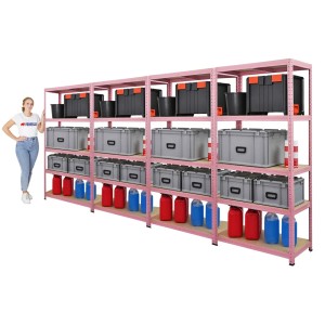 Mega Deal: 4x PROREGAL Schwerlastregal Pink Lady, 180x90x40cm, mit 5 Ebenen. Ideal als Kellerregal, Garagenregal oder Lagerregal.