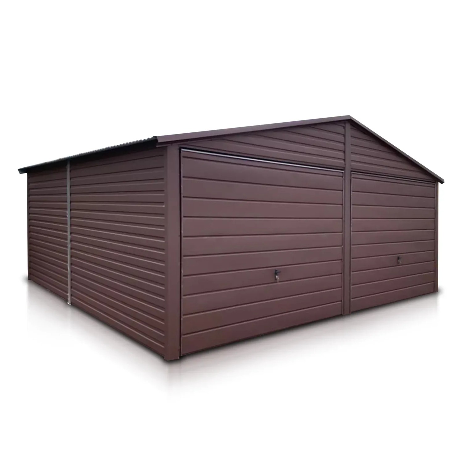 Liderstal Doppelgarage Premium aus Blech 600 x 550 cm Satteldach Schwingtor Dunkelbraun
