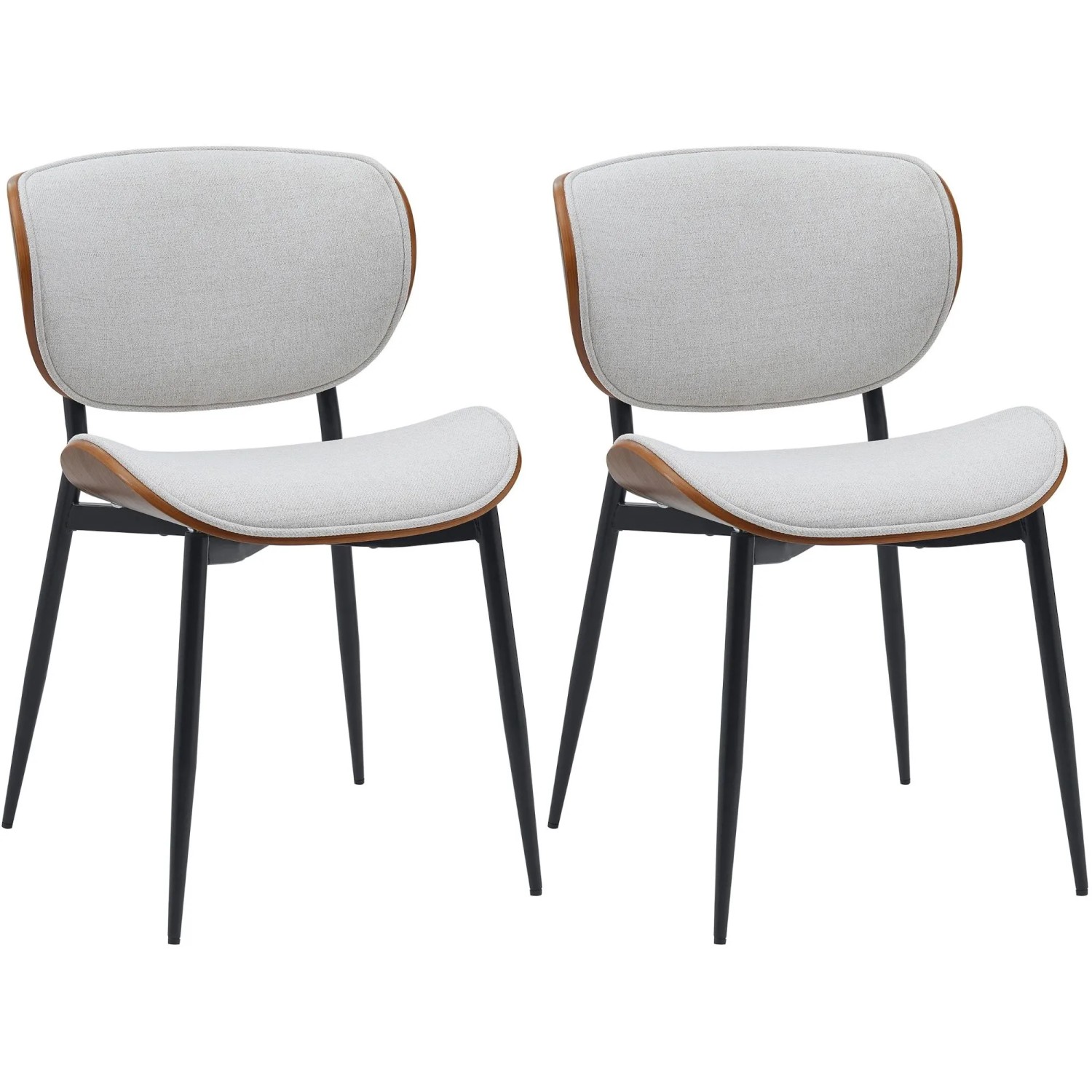 DELUKE 2er Set Esszimmerstuhl DUVAN Stoff Walnuss/creme 50x54x80cm Essstühle Esszimmerstühle Küchenstühle Wohnzimmerstühle