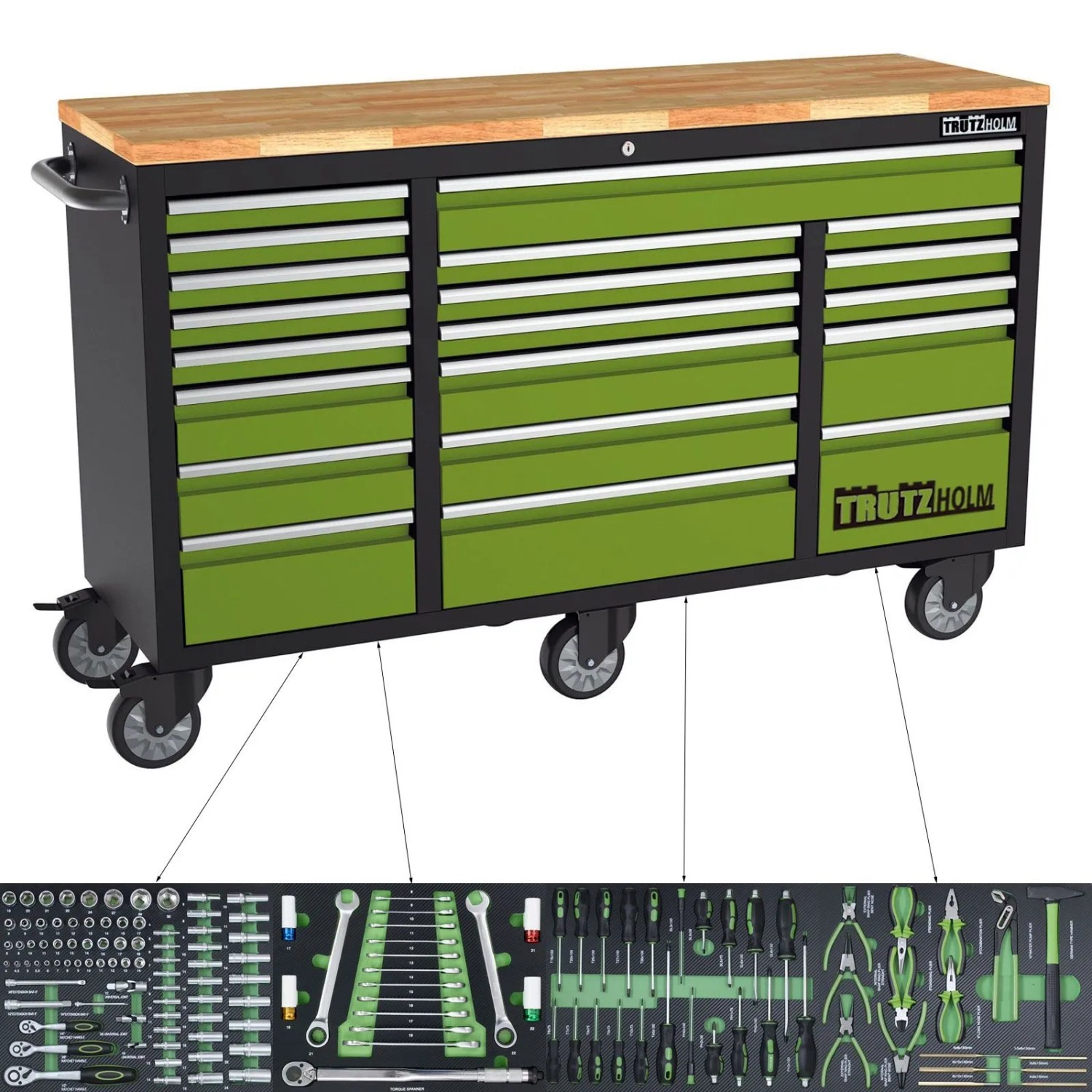 TRUTZHOLM Werkstattwagen Deluxe XXL 20 Schubladen 4 Schubladen 135 Tlg Best günstig online kaufen