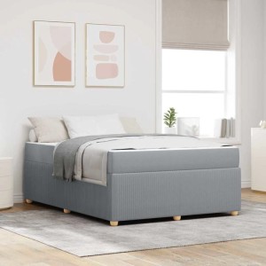 vidaXL Bettrahmen mit Matratze Hellgrau 160 x 200 cm Stoff 3398405