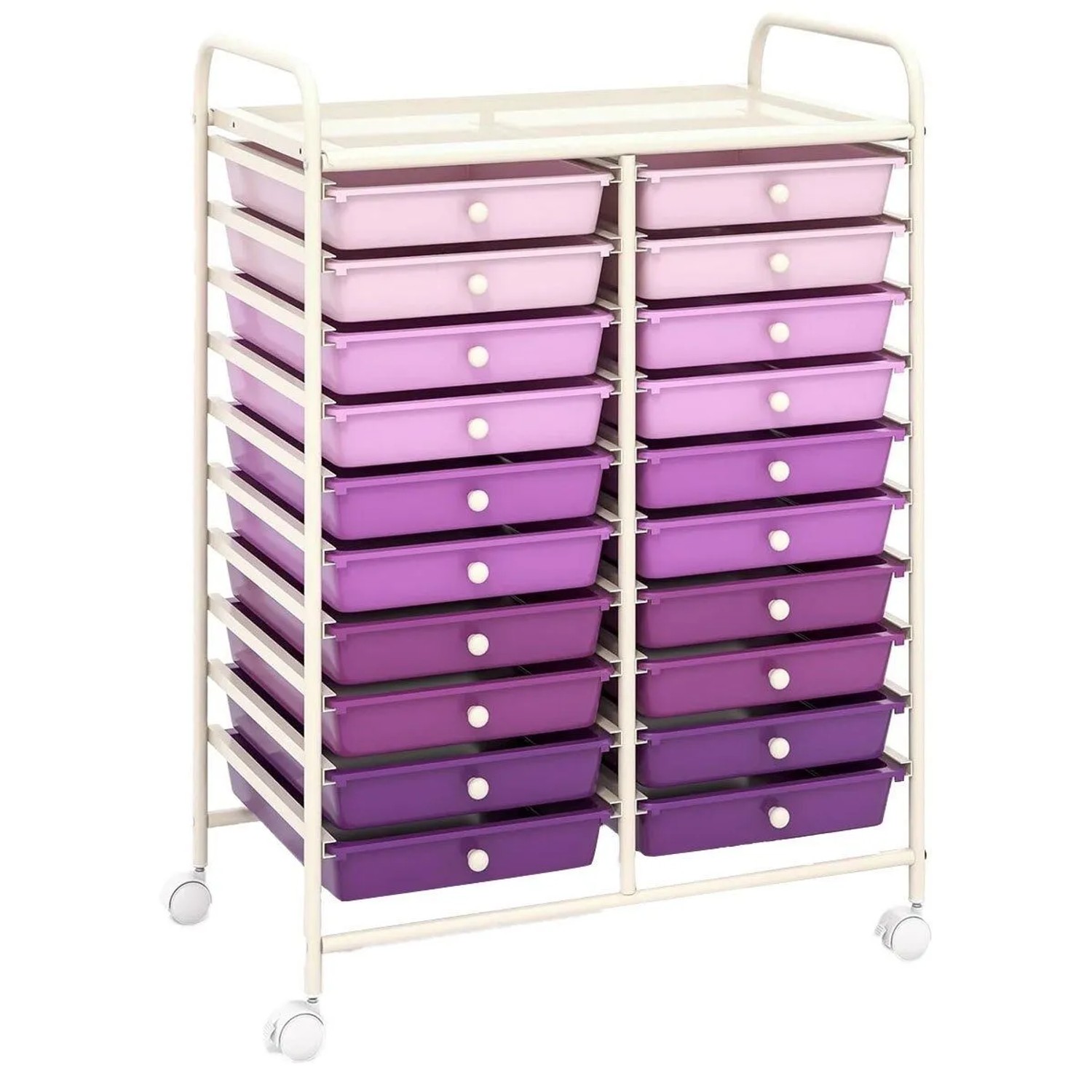 Costway Rollwagen mit 20 Stapelbaren Schubladen Badrollwagen Lila günstig online kaufen