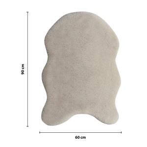 Kuscheliger Kunstfell-Teppich in Taupe, 60x90 cm. Weicher Flor für gemütliche Atmosphäre.