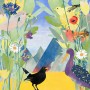 Komar Vliesfototapete Twittering mit Vogel- und Blumenmotiv, 200x280cm.