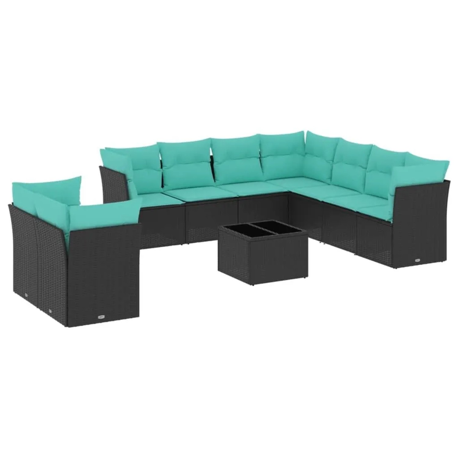 vidaXL 10-Tlg Gartensofa-Set mit Kissen Schwarz Polyrattan 3217847 günstig online kaufen