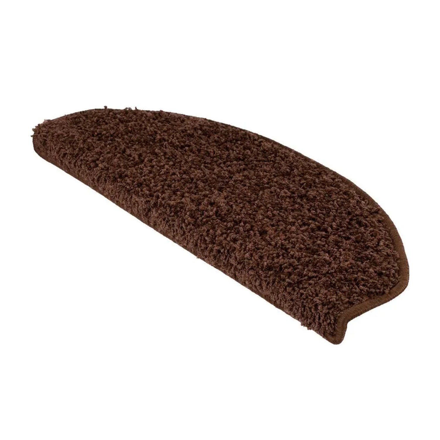 Braune, halbrunde Shaggy Stufenmatte Sphinx mit Hochflor, 23,5x65 cm.