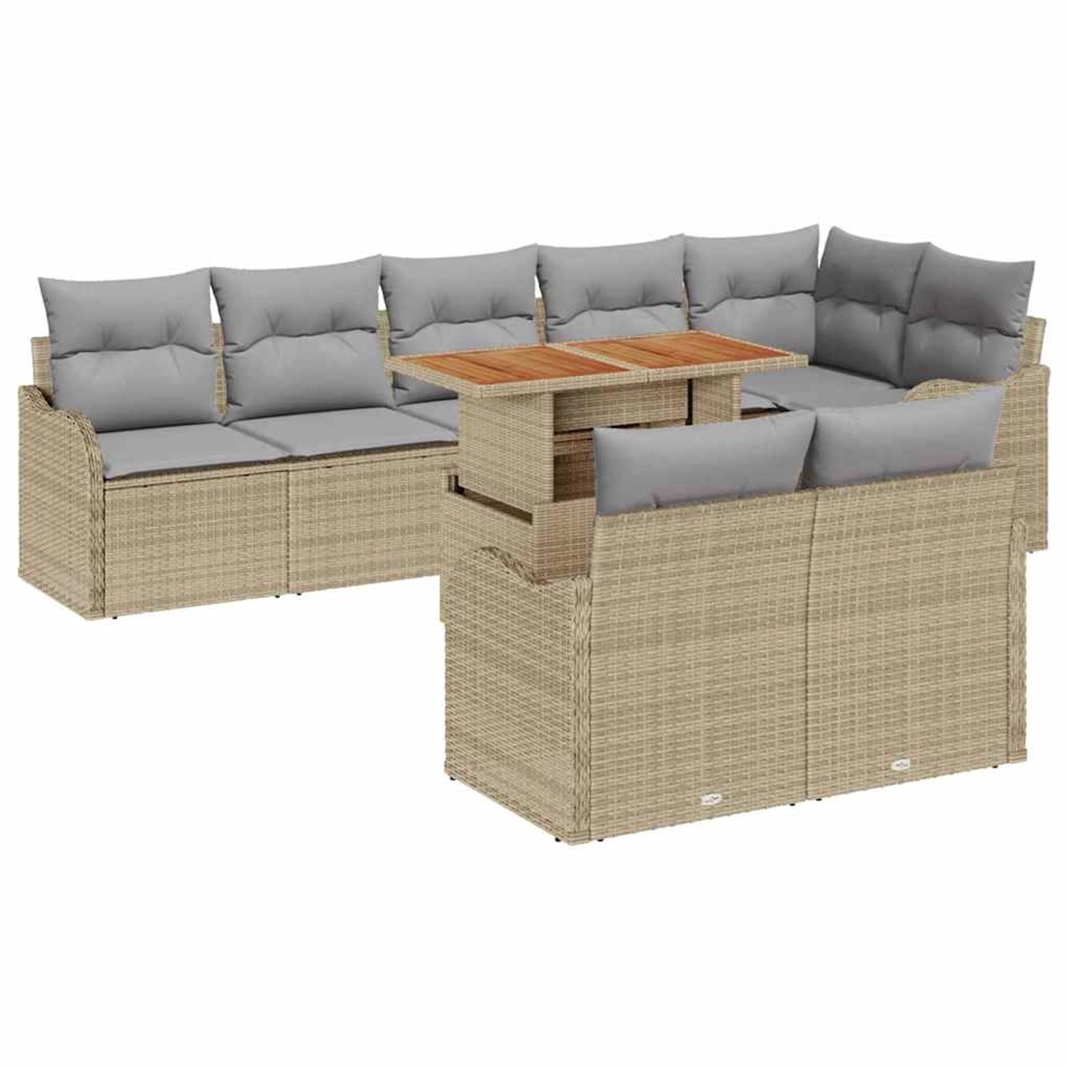 vidaXL Garten-Sofa-Set mit Speicher 9-Tlg Beige Poly Rattan 3358212 günstig online kaufen