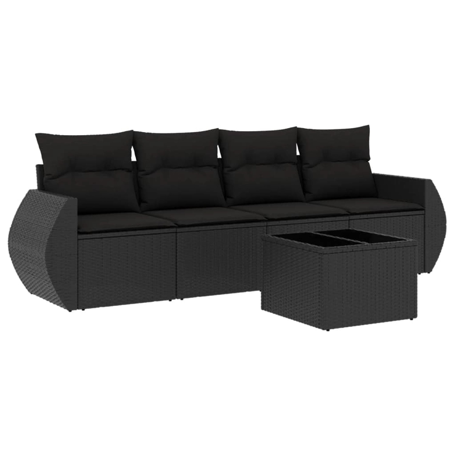 vidaXL 5-tlg Garten-Sofagarnitur mit Kissen Schwarz Poly Rattan Modell 16 günstig online kaufen