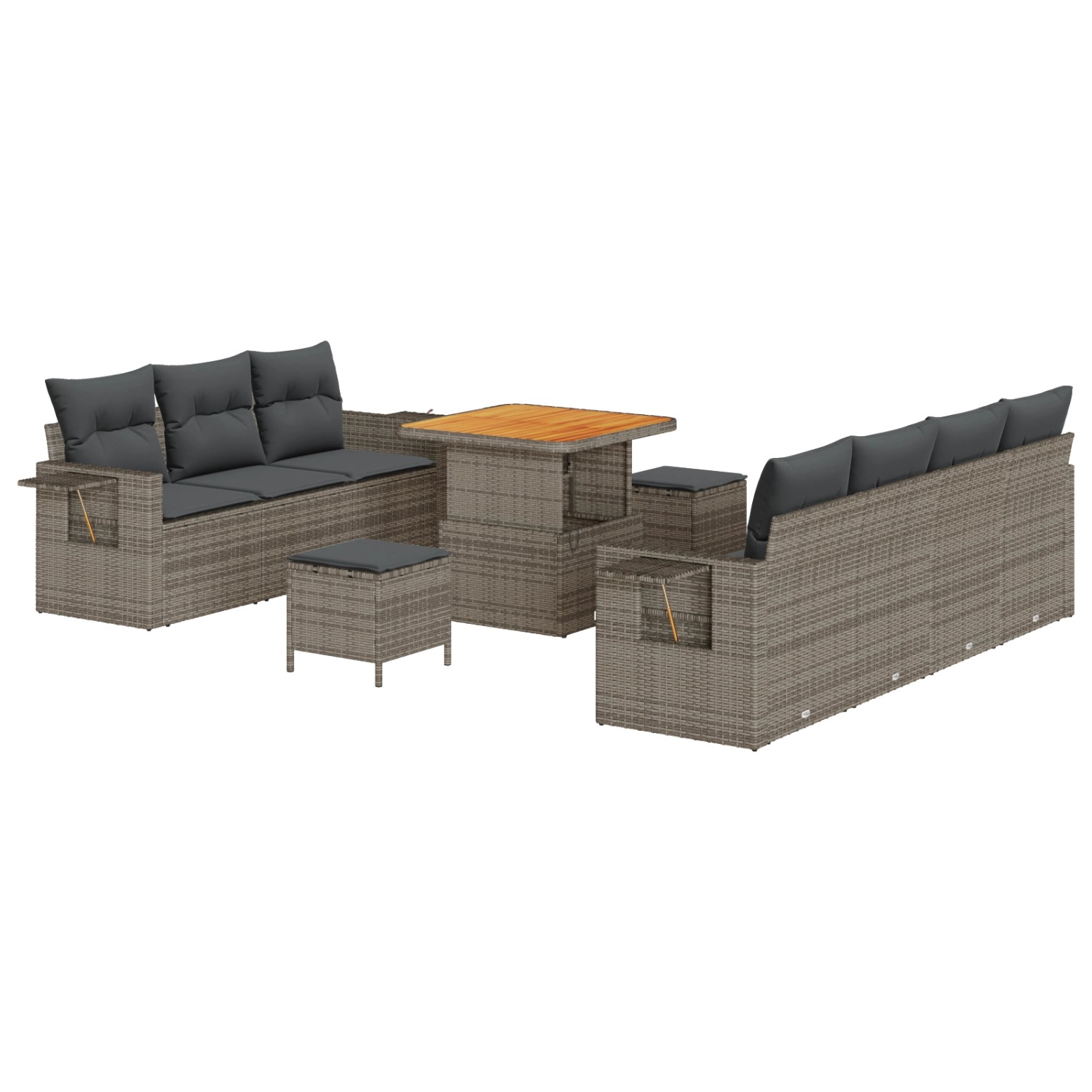 vidaXL Garten-Sofa-Set 10-Tlg Grau Poly Rattan 3361708 günstig online kaufen