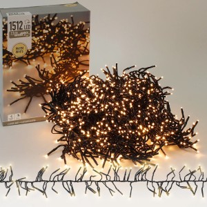 ECD Germany LED Cluster Lichterkette, 11m, 1512 warmweiße LEDs, mit Timer und 8 Modi für Weihnachtsbeleuchtung.