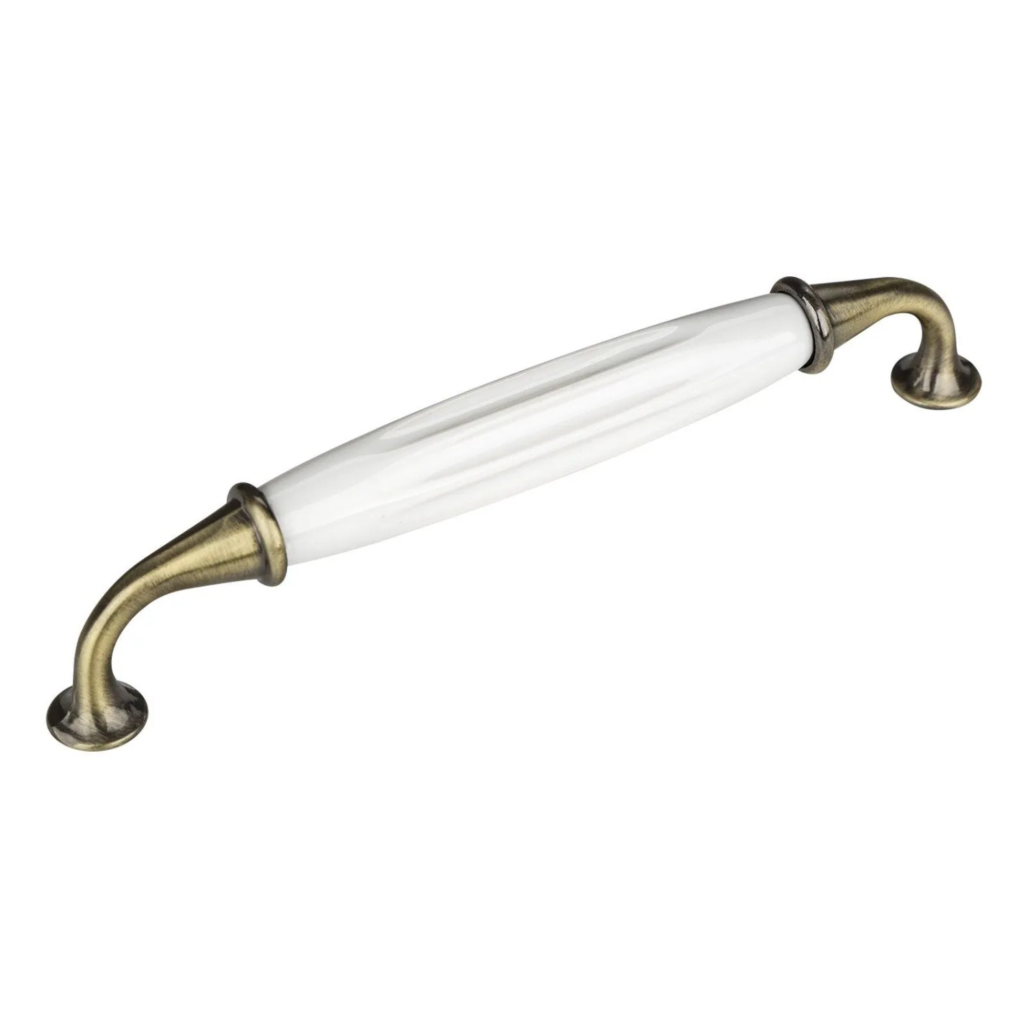 SOTECH Porzellangriff JOHANNA BA 160 mm Antik Messing Weiß