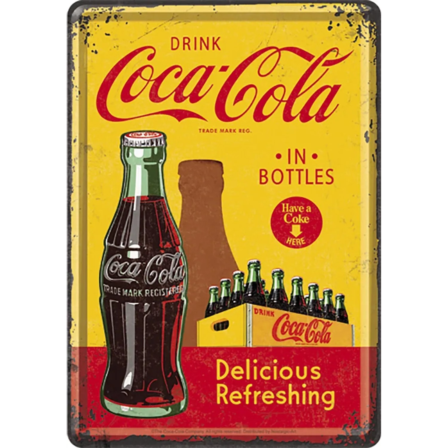 Nostalgic-Art Blechpostkarte 10 x 14 cm, Coca-Cola - In Bottles Yellow