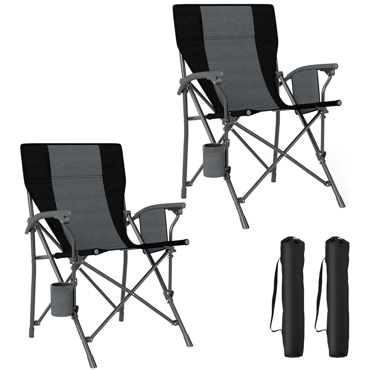 Costway 2x Campingstuhl Faltbar mit Becherhalter & Seitentasche 160 kg günstig online kaufen