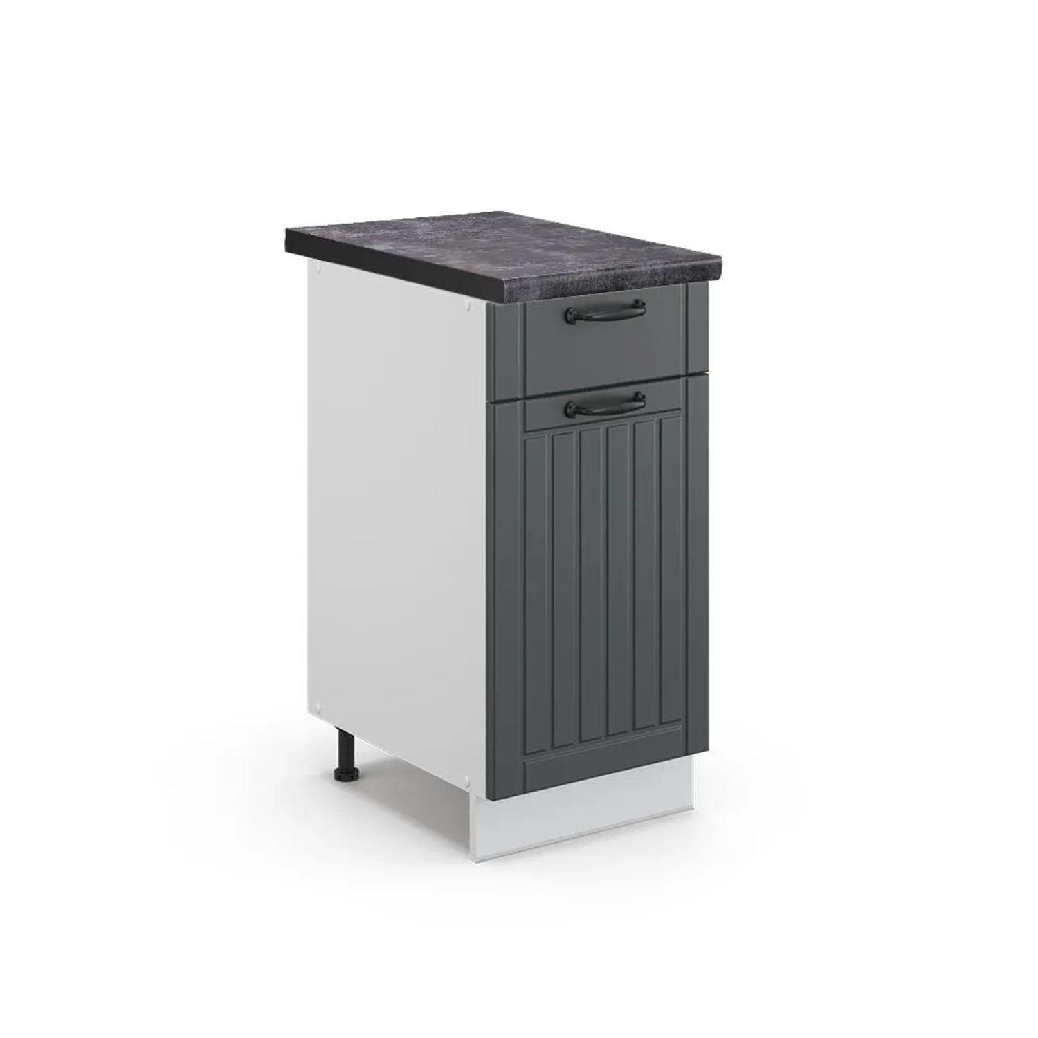 Vicco Küchenunterschrank Fame-Line Anthrazit Landhaus Weiß 40 cm AP Anthrazit