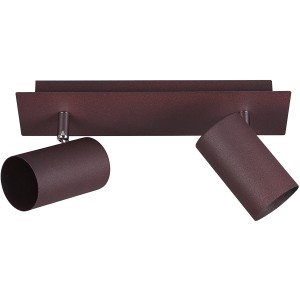Rostfarbiger Trio Strahler Marley mit 2 Spots. Deckenspot aus Metall, individuell ausrichtbar.