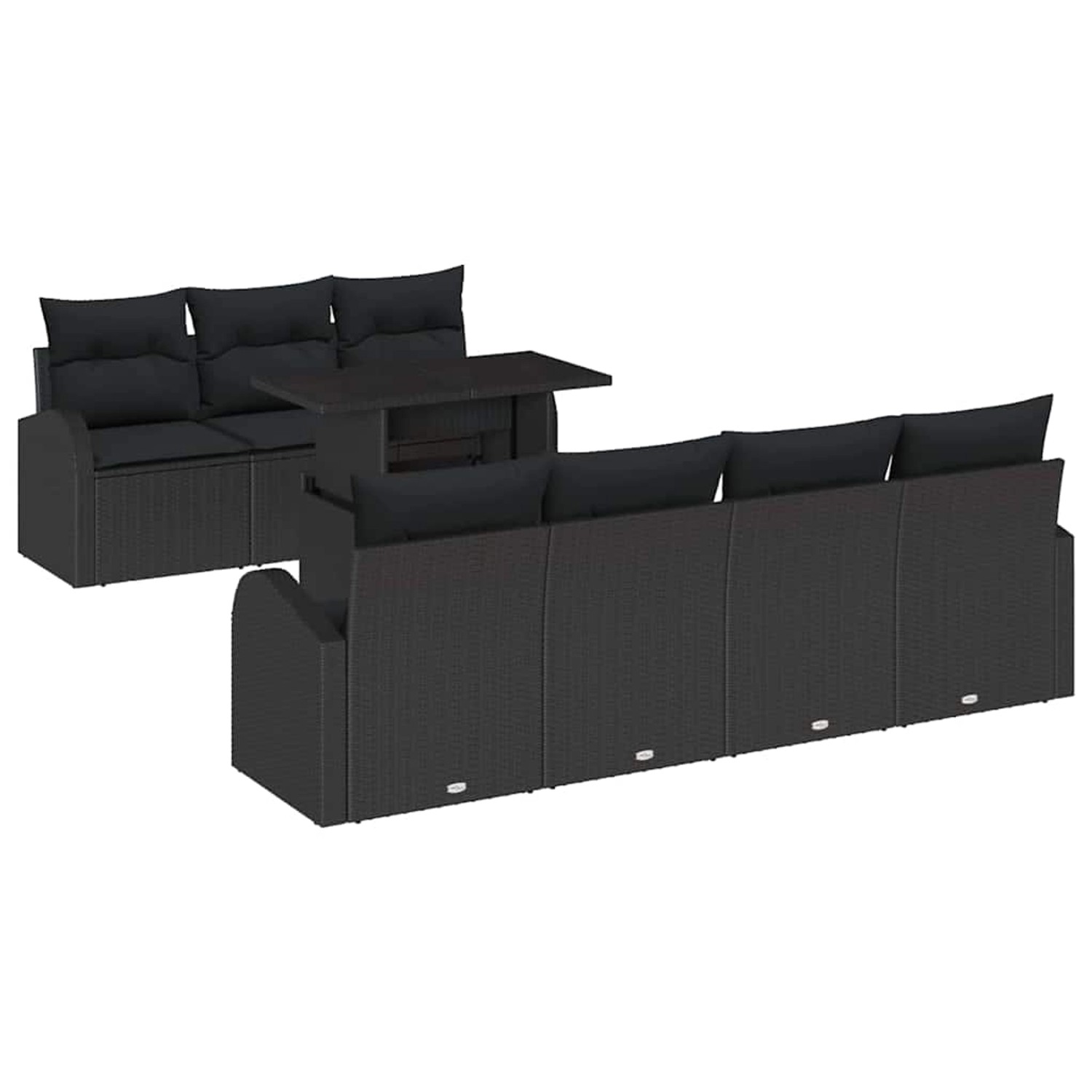 vidaXL Garten-Sofa-Set mit Kissen 8-Tlg Schwarz Poly Rattan 3348589 günstig online kaufen