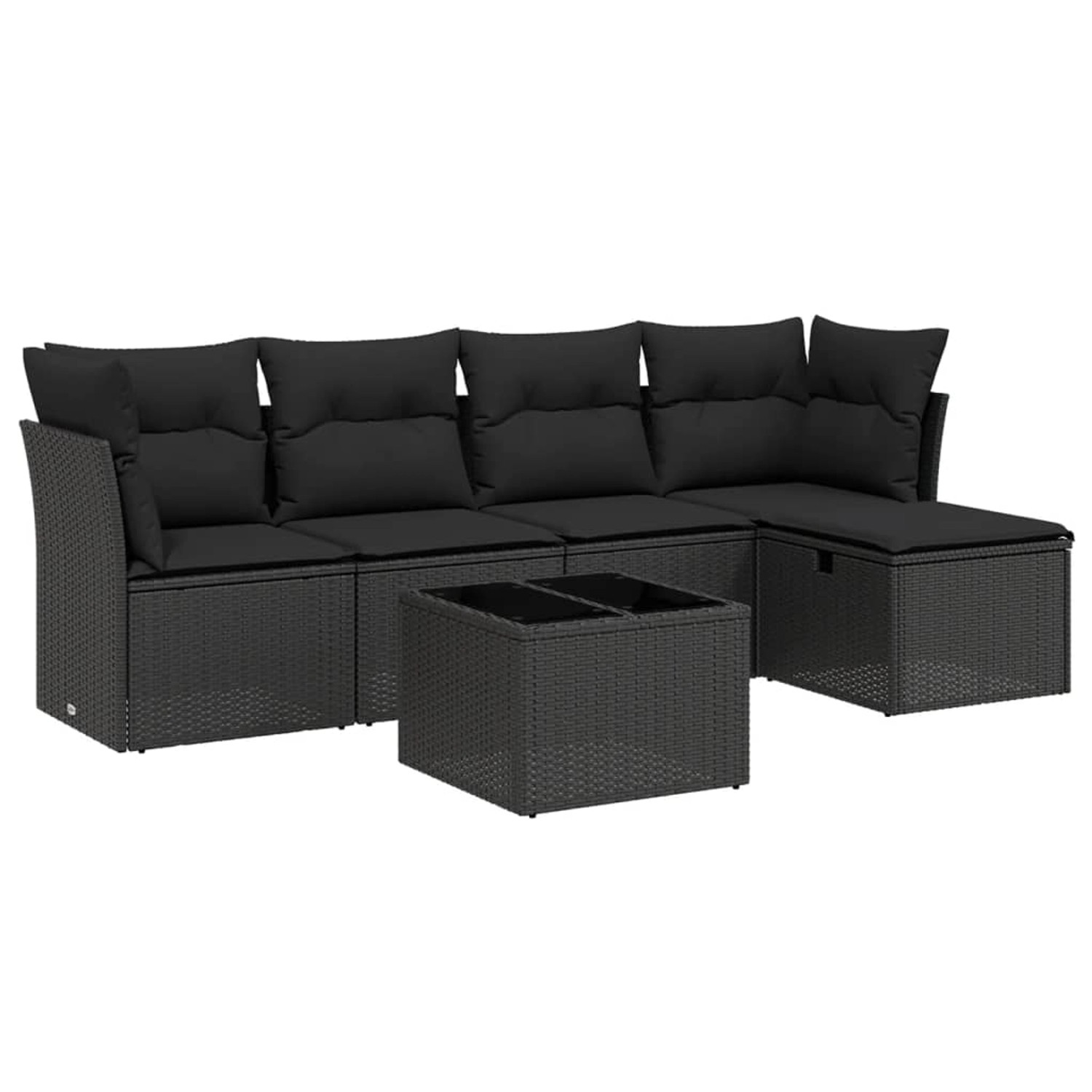 vidaXL 6-tlg Garten-Sofagarnitur mit Kissen Schwarz Poly Rattan Modell 184 günstig online kaufen