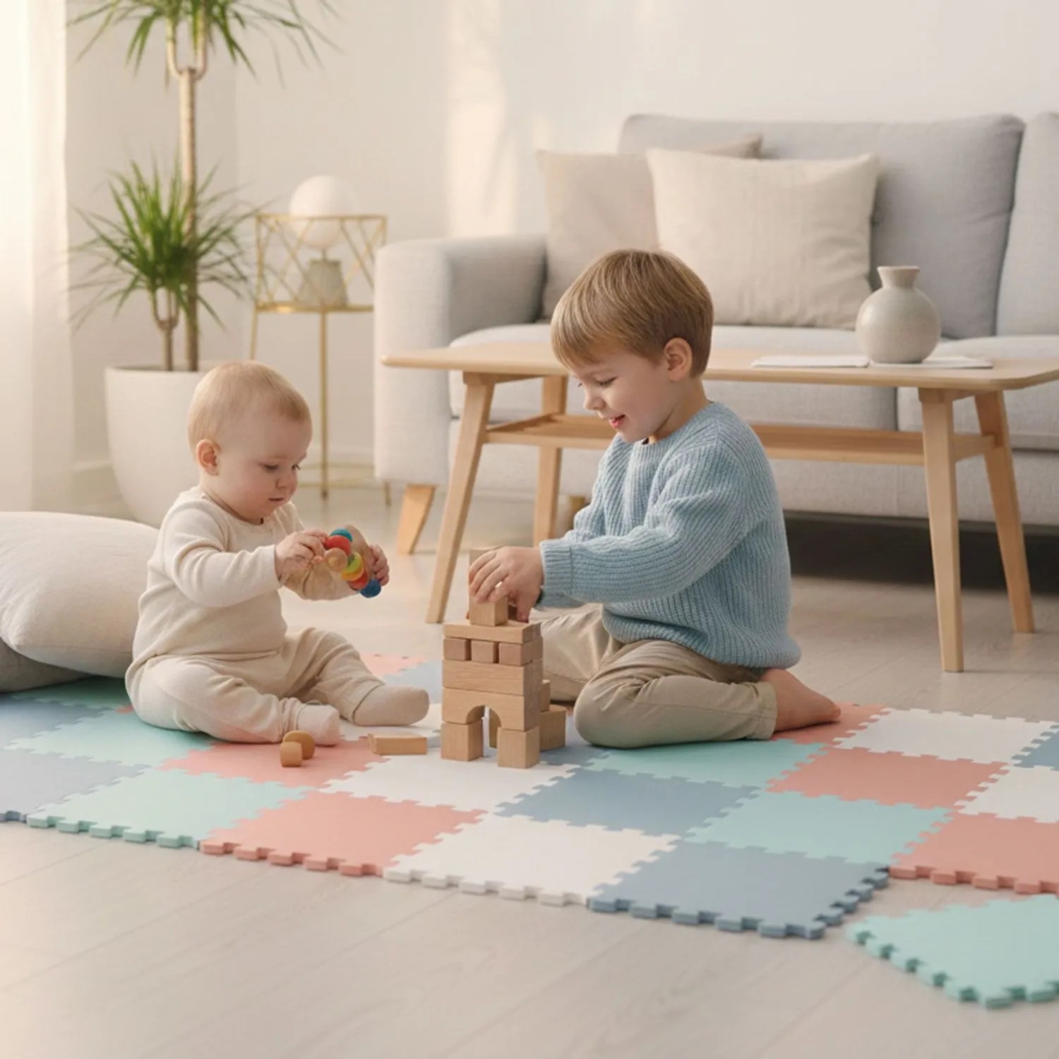 LittleTom Spiel- & Krabbelmatte 9 Teile 30 x 30 cm Bunt