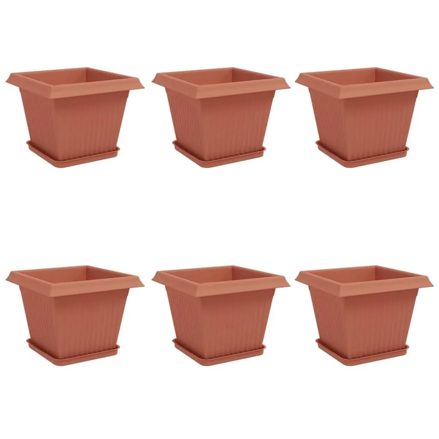 vidaXL Blumentöpfe 6 Stk Ziegelrot 28,5 x 28,5 x 22 cm Kunststoff 3403293