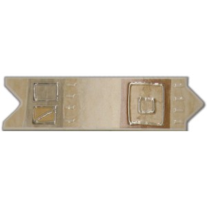 Beige Bordüre Viena, 6x20 cm, mit modernem Muster für Fliesenkanten und Wandgestaltung.