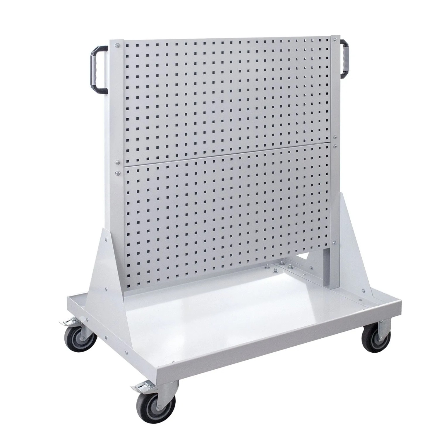 PROREGAL Rollwagen Mit 4 Lochplatten HxBxL 126x106x73cm Lichtgrau