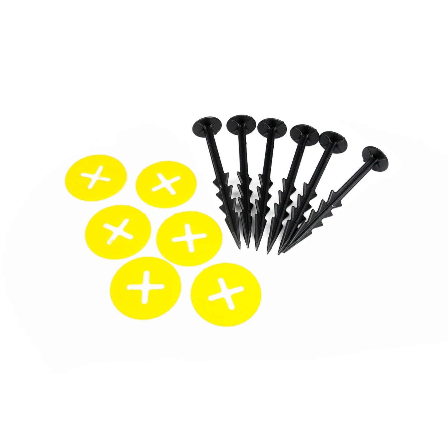 Erdbeerprofi Erdnägel mit gelben Scheiben, 6 Stück, zur Befestigung von Gartenvlies.