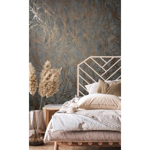 Marburg Vliestapete Linien Grafik Schwarz-Kupfer im Schlafzimmer.