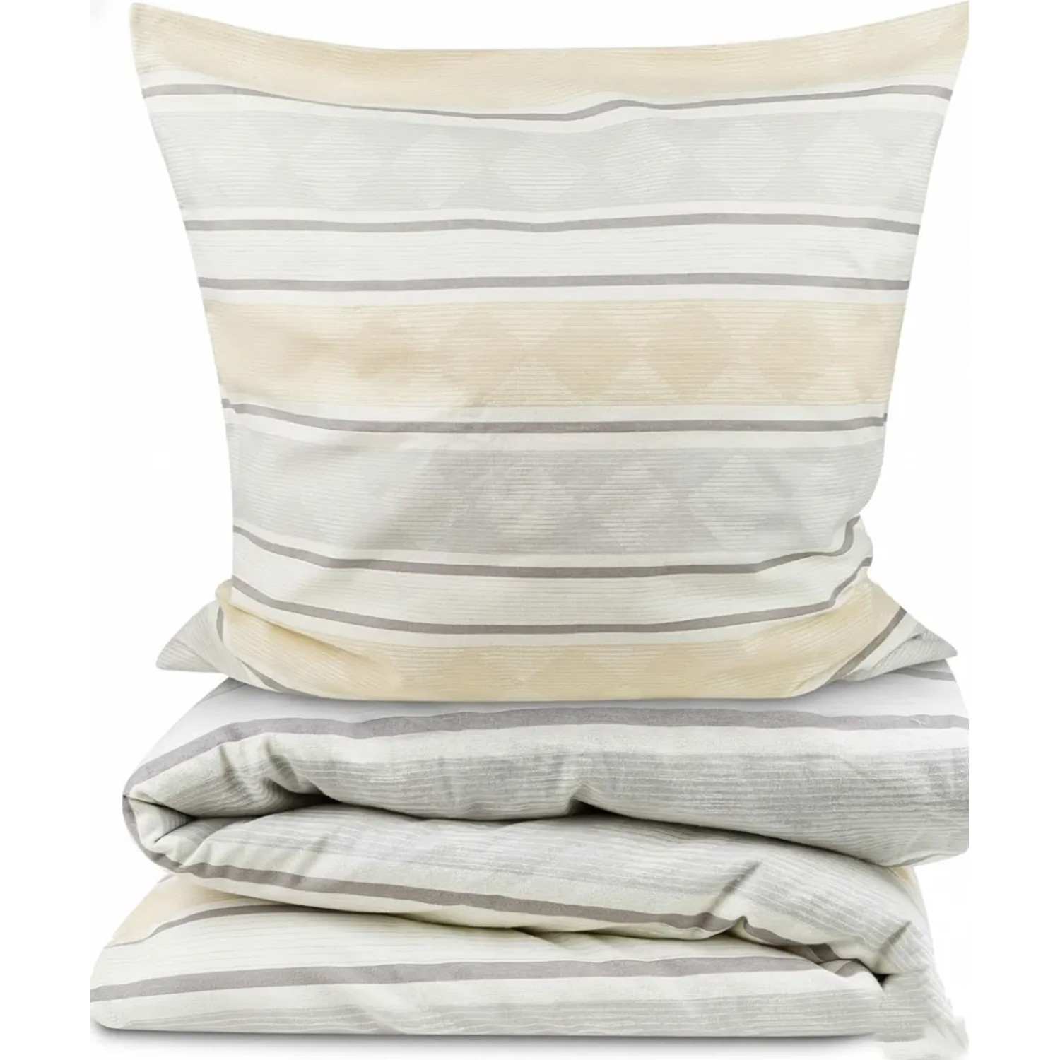 Beautissu 2tlg Biber Bettwäsche Viola 135x200cm Kissenbezug 80x80 cm Beige