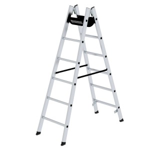 PROREGAL Sprossen-Stehleiter, 2x6 Sprossen, aus Aluminium. Stehleiter für sicheren Stand bei Arbeiten.
