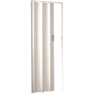 Weiße, glänzende Falttür Spacy, 84x205 cm, platzsparend für den Innenbereich.