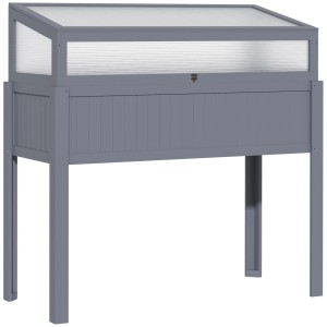 Graues Outsunny Hochbeet mit PC-Panel und Tannenholz, 120x54x122cm. Zubehör für Pflanztöpfe.