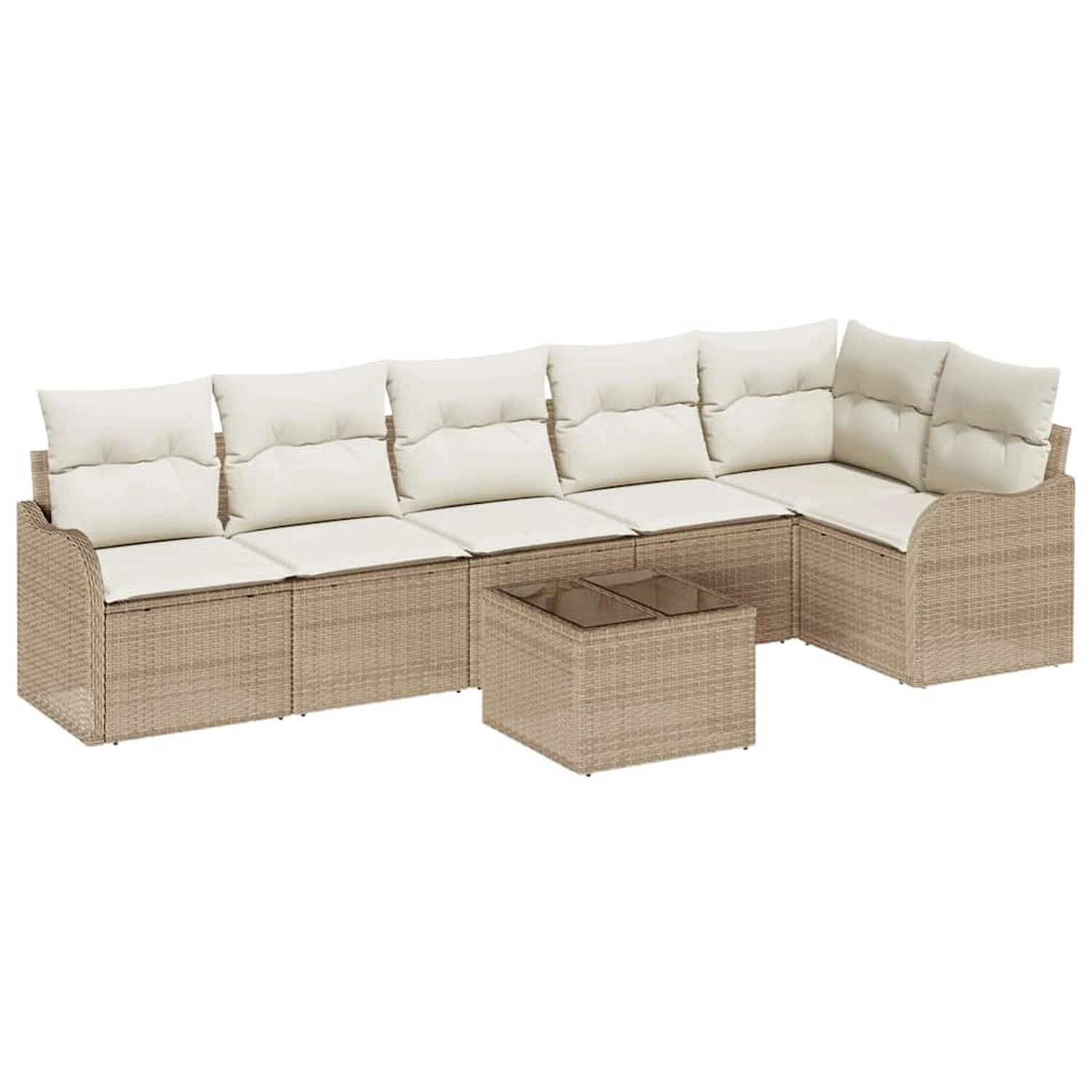 vidaXL Garten-Sofa-Set mit Kissen 7-Tlg Beige Poly Rattan 3345731 günstig online kaufen