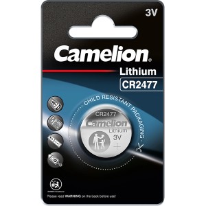Camelion Lithium Knopfzelle CR2477 in kindersicherer Verpackung.