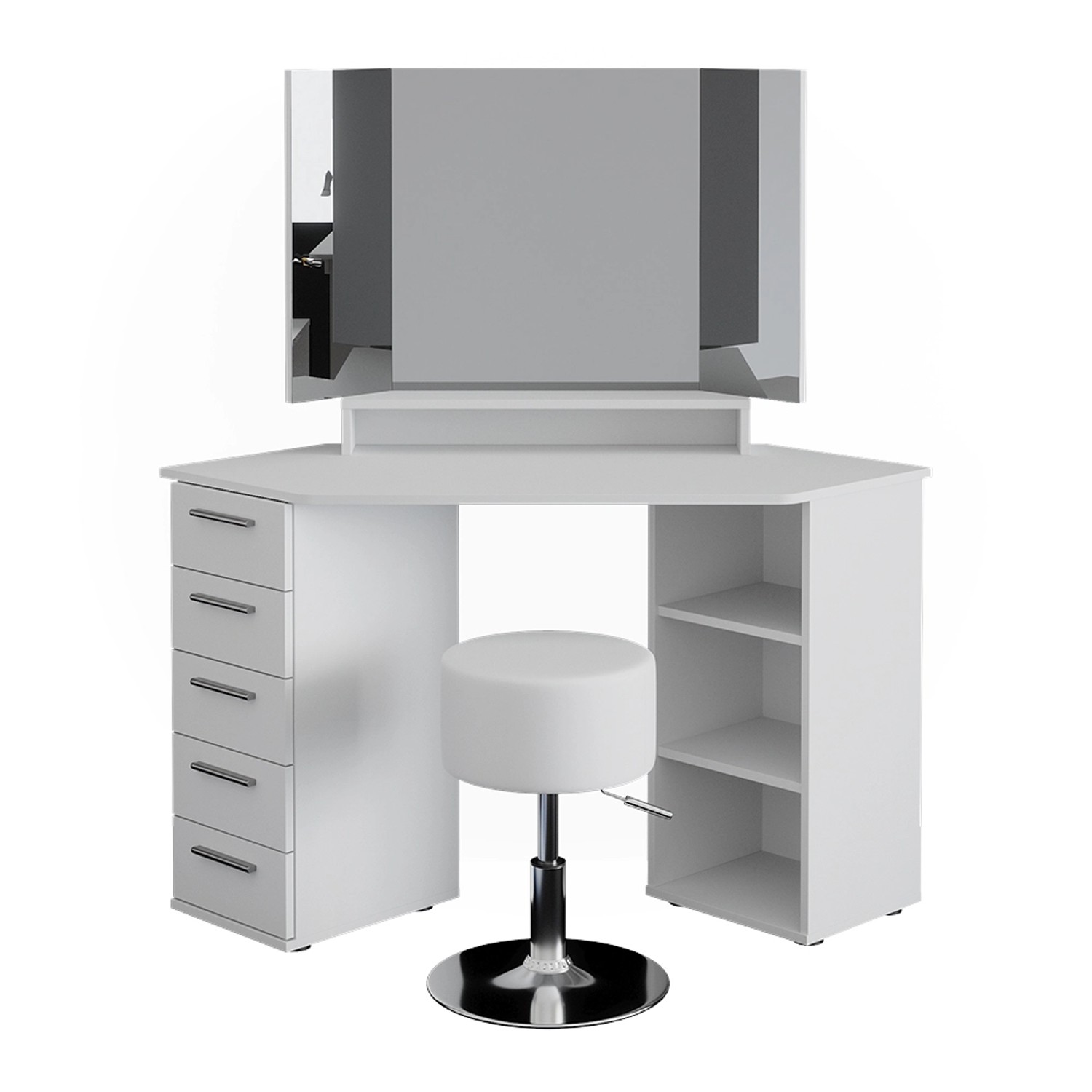 Vicco Eckschminktisch Sofia Weiß/Weiß 128.4 cm mit Hocker günstig online kaufen